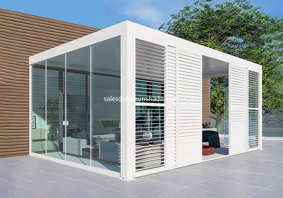 Windproof Zip Blinds and Glass Doors For Outdoor Louvered Electric Pergola